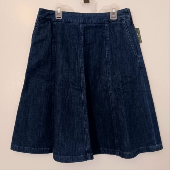 L.L. Bean Classic Fit Gored Denim Skirt With Pockets Size 6 Petite - Picture 1 of 11